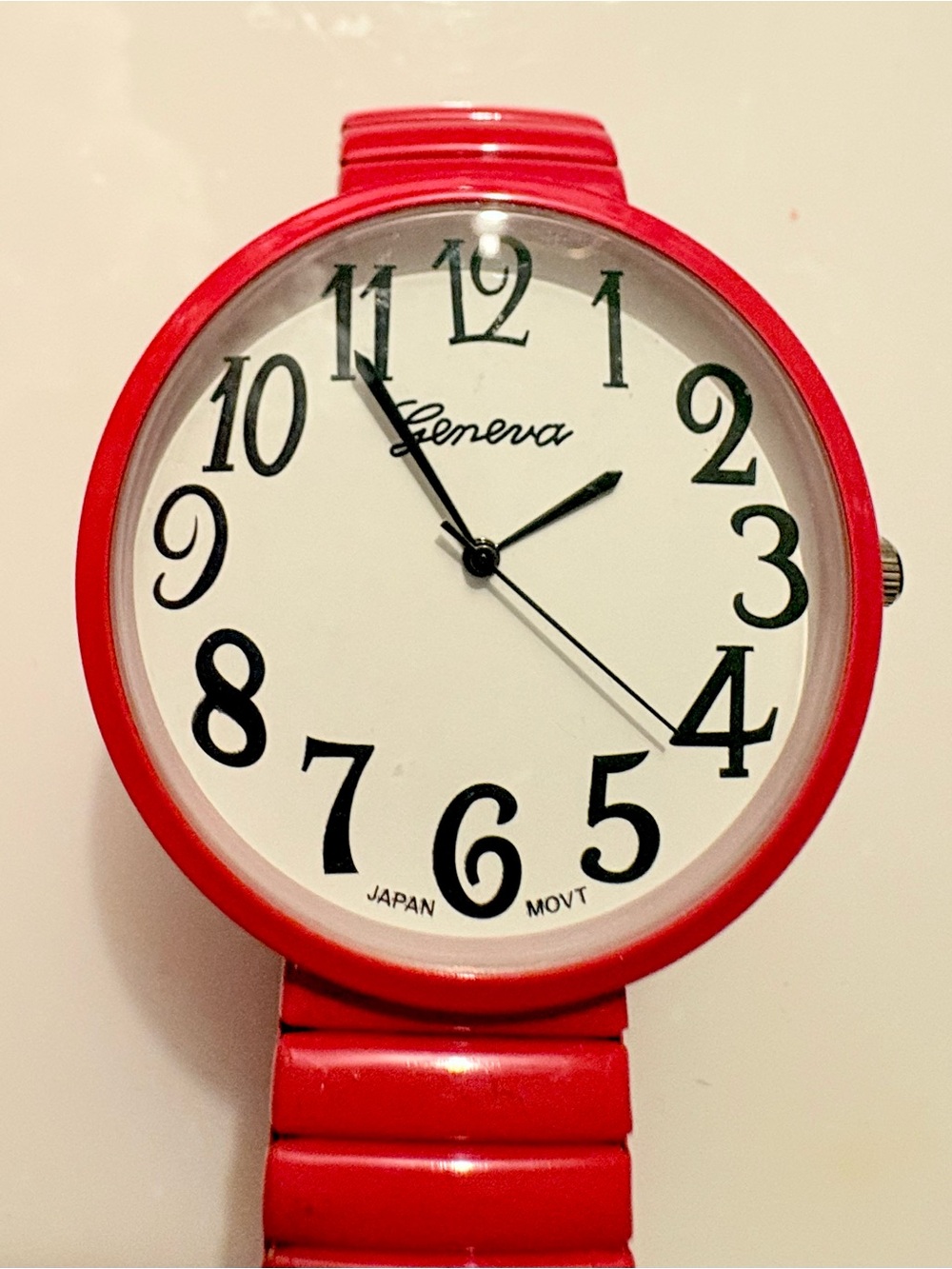 Geneva Red Women's Strap Watch with White Dial